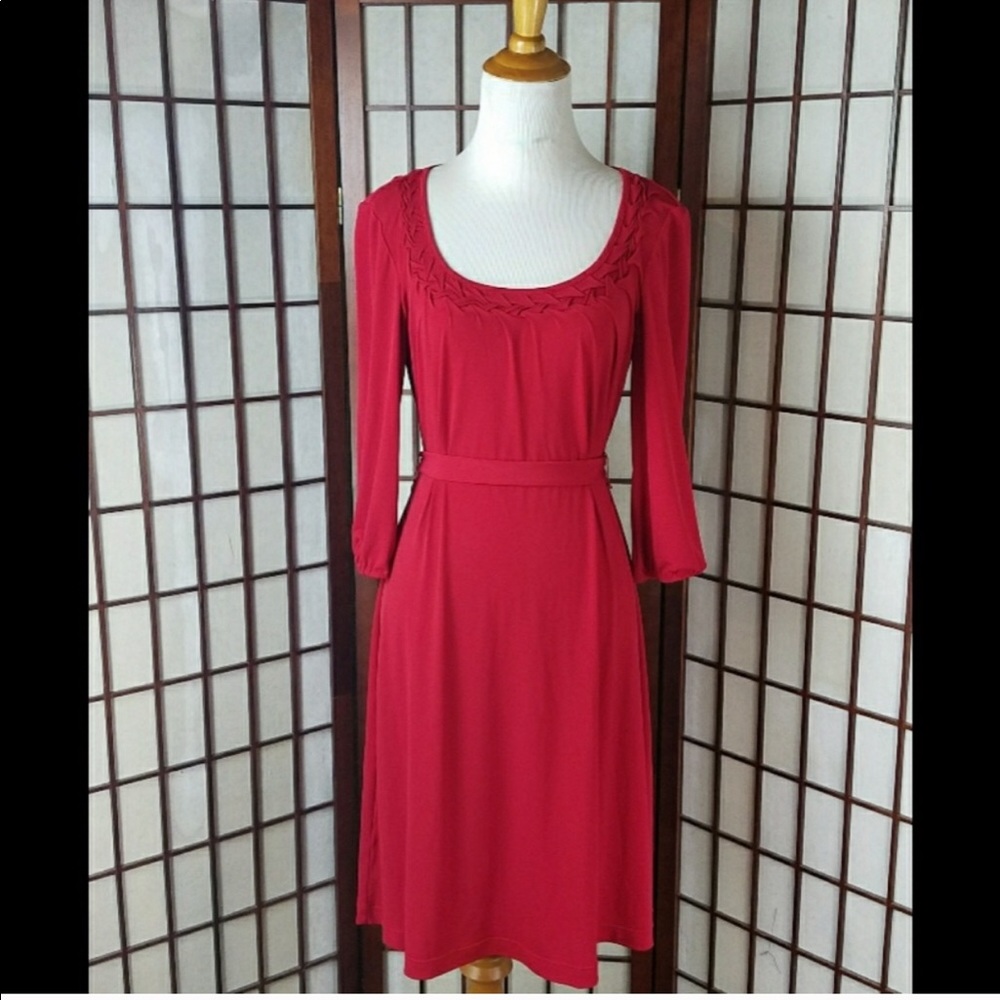 Calvin Klein Tie Waist Dress - Size 8 - Red